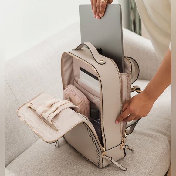 Calpak Kaya 15 inch Laptop Backpack in Color Stone - Picture 10 of 10